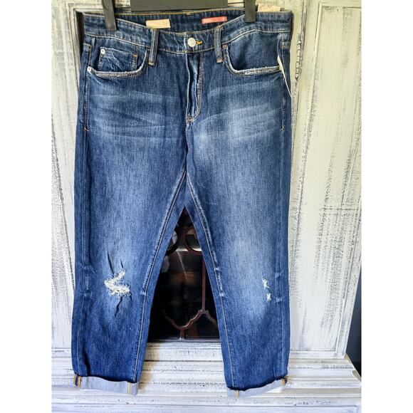 Anthropologie Slim Boyfriend Crop Distressed Jeans - New - 28 Waist - Picture 7 of 7